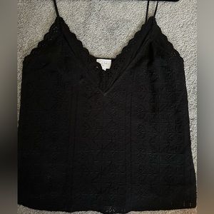 NYC Cami black tank with lace and embroidery detail
